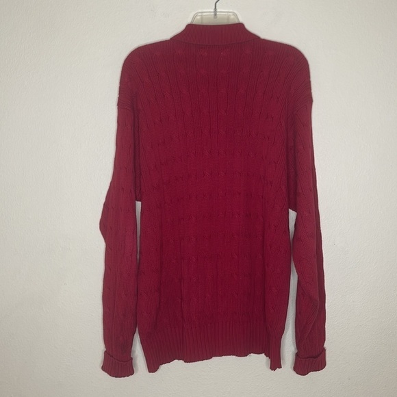 VTG Polo by Ralph Lauren Men Cotton Red Cable Knit Golf Long Sleeve Swea… - Picture 5 of 6
